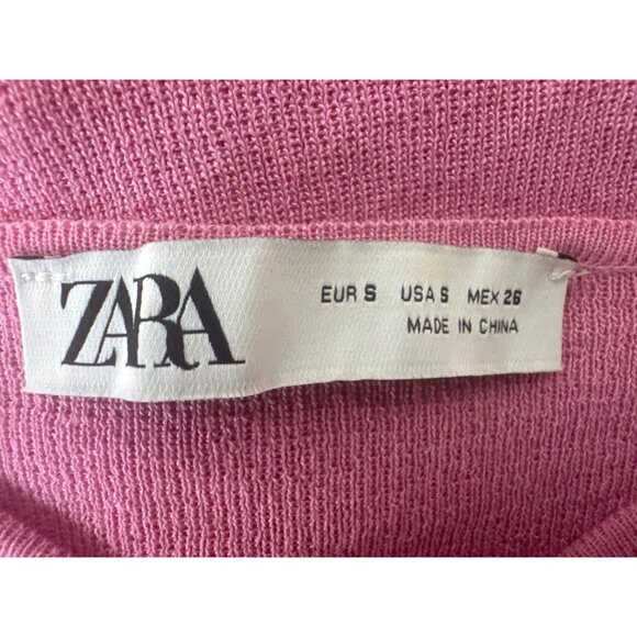 ZARA Pink Ruched Front Top Small Viscose & Polyamide Blend - Picture 4 of 14